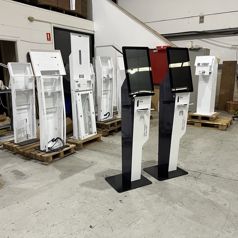 Two of our P21 rental events kiosks being prepared in our workshop