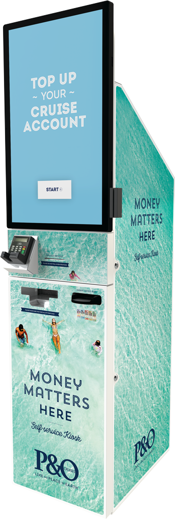 Our third generation Cash Management kiosk hardware, produced for P&O Cruises